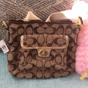 Authentic coach cross body gold bag